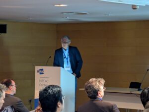 Prof. Teich giving a keynote talk in front of a auditorium